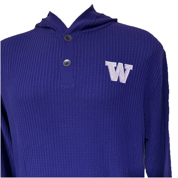 NEW Washington Huskies Colosseum Henley Purple Hoodie Button Sweater Men's L - Picture 2 of 12